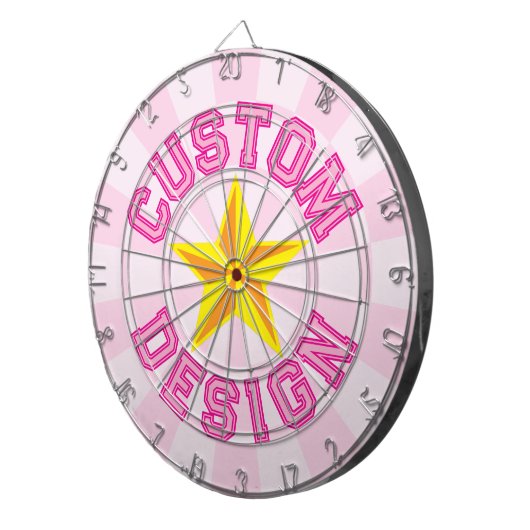 Benutzerdefinierter Text in hellrosa mit gelben St Dartscheibe (Vorderseite rechts)