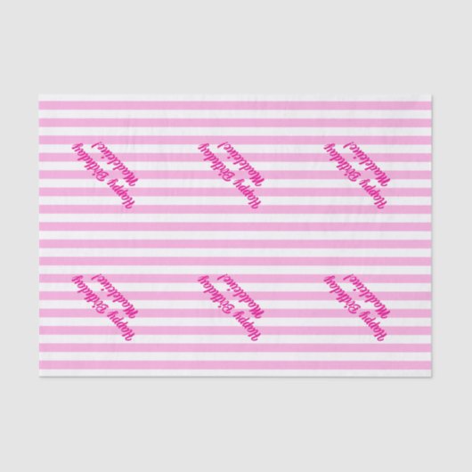 Benutzerdefinierter Text in rosa Streifen Seidenpapier (Vorderseite)