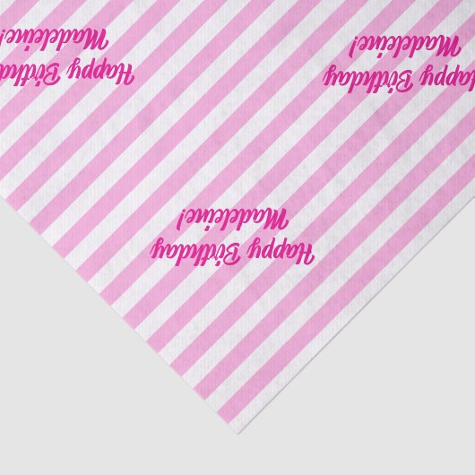 Benutzerdefinierter Text in rosa Streifen Seidenpapier (Ausschnitt)