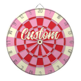Benutzerdefinierter Text in Vintag rosa und roter  Dartscheibe
