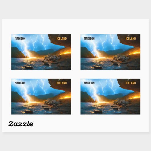 Benutzerdefinierter Text Island Rechteckiger Aufkleber (Blatt)