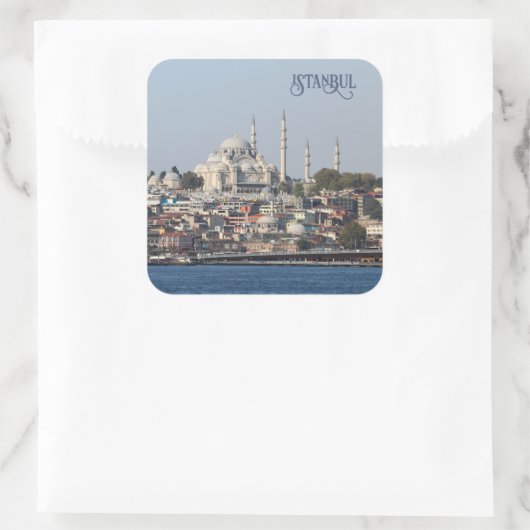 Benutzerdefinierter Text Istanbul Quadratischer Aufkleber (Tasche)