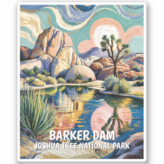Benutzerdefinierter Text Joshua Tree Dam Farbiger Aufkleber (Vorderseite)