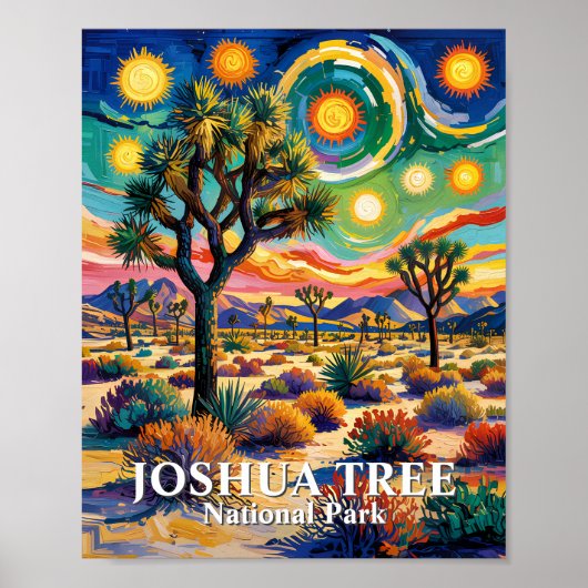 Benutzerdefinierter Text Joshua Tree Van Gogh Farb Poster (Vorne)