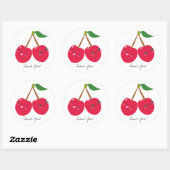 Benutzerdefinierter Text Kawaii Happy Red Cherries Runder Aufkleber (Blatt)