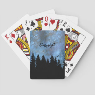 Benutzerdefinierter Text Kiefernwald Nacht Spielkarten