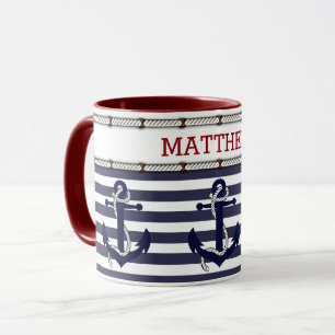Benutzerdefinierter Text Klassisches nautisches An Tasse
