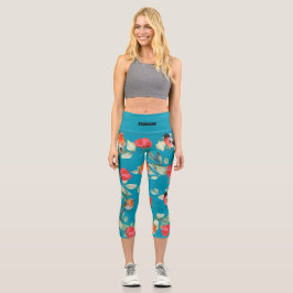 Benutzerdefinierter Text l Adorable blue pattern l Capri Leggings