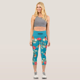 Benutzerdefinierter Text l Adorable blue pattern l Capri Leggings