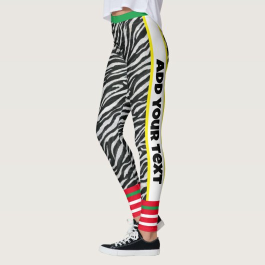 Benutzerdefinierter Text l Modernes Design l Zebra Leggings (Links)