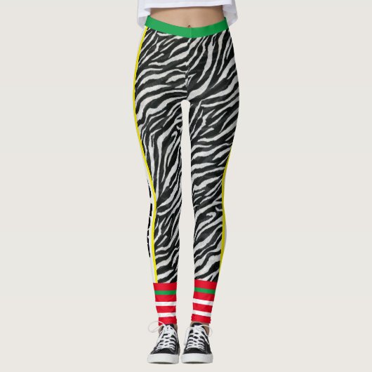 Benutzerdefinierter Text l Modernes Design l Zebra Leggings (Vorderseite)