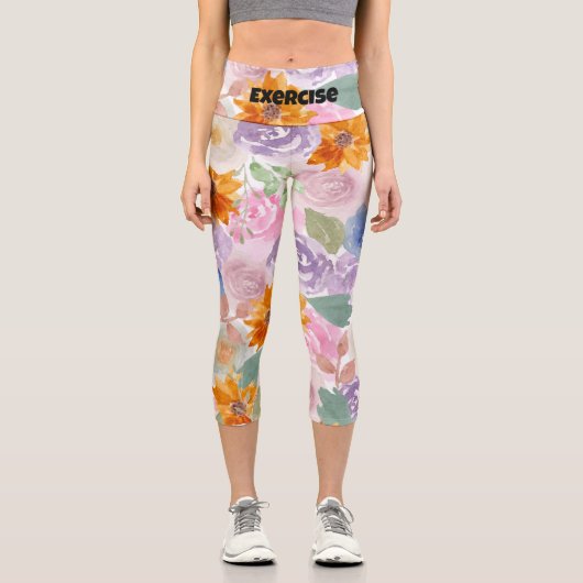 Benutzerdefinierter Text l Modernes und schönes Bl Capri Leggings (Vorderseite)