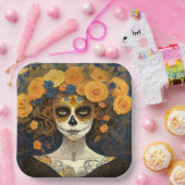 Benutzerdefinierter Text 💀 La Calavera Catrina mi Pappteller (Party)