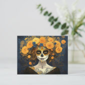 Benutzerdefinierter Text 💀 La Calavera Catrina mi Postkarte (Stehend Vorderseite)