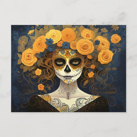 Benutzerdefinierter Text 💀 La Calavera Catrina mi Postkarte (Vorderseite)