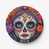 Benutzerdefinierter Text 💀 La Calavera Catrina Pappteller (Vorderseite)