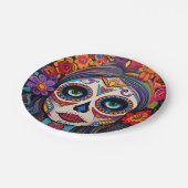 Benutzerdefinierter Text 💀 La Calavera Catrina Pappteller (Schrägansicht)