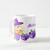 Benutzerdefinierter Text Lächeln Einkaufen Emoji Kaffeetasse (Vorderseite Links)