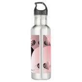 Benutzerdefinierter Text & "Liebe" handgeschrieben Edelstahlflasche (Rückseite)