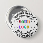 Benutzerdefinierter Text Logo Name Adresse Webseit Button (Vorne & Hinten)