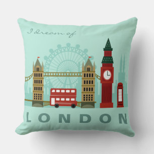 Benutzerdefinierter Text London Illustration werfe Kissen
