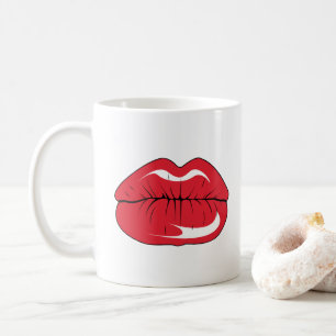 Benutzerdefinierter Text Lustige Rote Lippen Carto Kaffeetasse