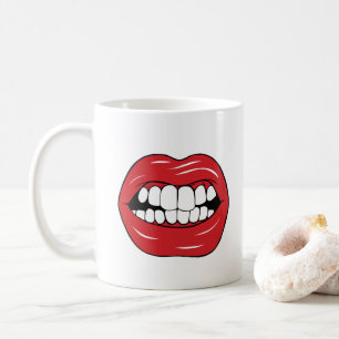 Benutzerdefinierter Text Lustige Rote Lippen Carto Kaffeetasse