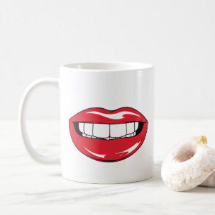 Benutzerdefinierter Text Lustige Rote Lippen Carto Kaffeetasse