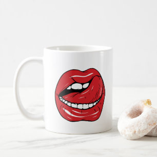 Benutzerdefinierter Text Lustige Rote Lippen Carto Kaffeetasse