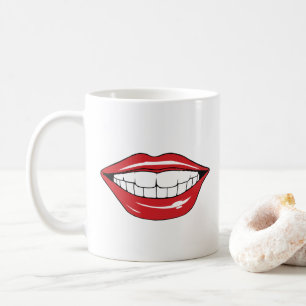 Benutzerdefinierter Text Lustige Rote Lippen Carto Kaffeetasse