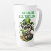Benutzerdefinierter Text Lustiger Waschbär St. Pat Milchtasse (Rechte Ecke)