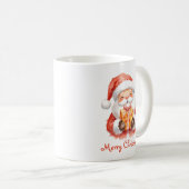 Benutzerdefinierter Text Lustiger Weihnachtsmann m Kaffeetasse (VorderseiteRechts)