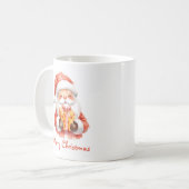 Benutzerdefinierter Text Lustiger Weihnachtsmann m Kaffeetasse (Vorderseite Links)