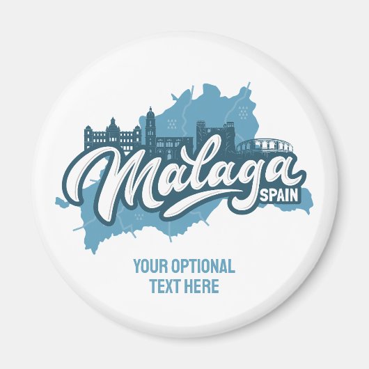 Benutzerdefinierter Text Malaga Spanien Magnet (Vorne)