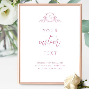Benutzerdefinierter Text Mauve Pink mit Monogram-H Poster