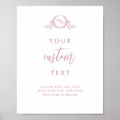 Benutzerdefinierter Text, Mauve-Rosa-Monogramm-Hoc Poster (Vorne)