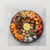 Benutzerdefinierter Text Meeresfrüchte-Platine Einladung (Vorne/Hinten)