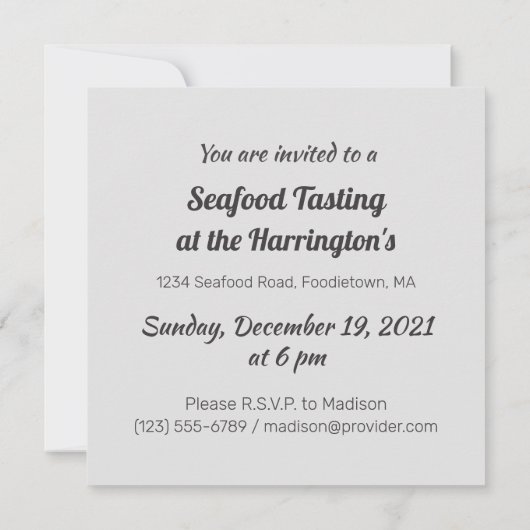 Benutzerdefinierter Text Meeresfrüchte-Platine Einladung (Rückseite)
