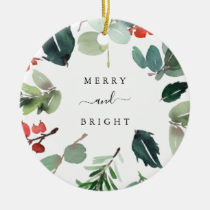 Benutzerdefinierter Text Merry und Hell Weihnachts Keramik Ornament