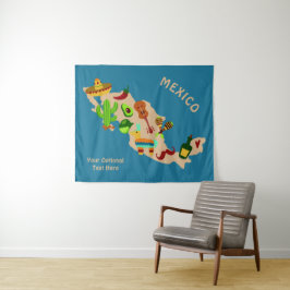 Benutzerdefinierter Text MEXICO Kulturkarte Wandte Wandteppich
