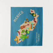 Benutzerdefinierter Text MEXICO Kulturkarte Wandte Wandteppich (Vorderseite)