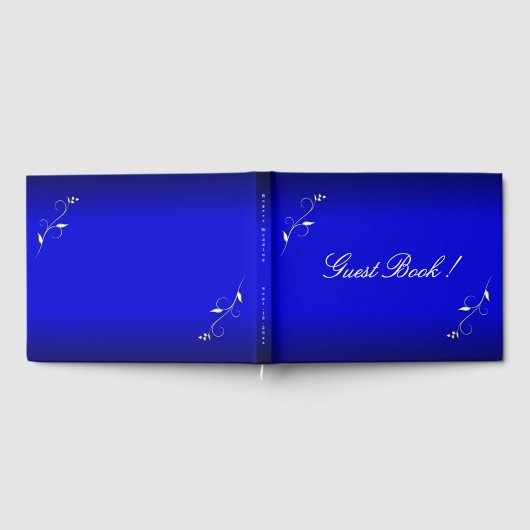 Benutzerdefinierter Text mit blauer Blume Gästebuch (Voll)