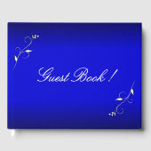 Benutzerdefinierter Text mit blauer Blume Gästebuch (Vorderseite)