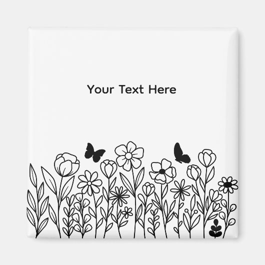 Benutzerdefinierter Text mit Blumen Magnet (Vorne)
