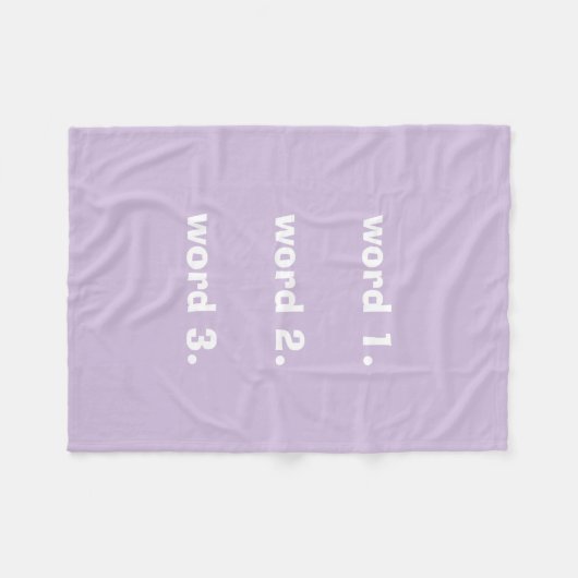 Benutzerdefinierter Text mit drei Wörtern lila wei Fleecedecke (Vorderseite (Horizontal))