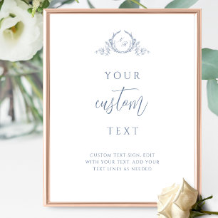 Benutzerdefinierter Text mit dusty Blue Monogram W Poster