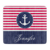 Benutzerdefinierter Text mit heller roter Navy-Bla Schneidebrett (Vorderseite)