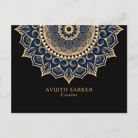 Benutzerdefinierter Text mit luxuriöser Mandala-Po Postkarte (Vorderseite)