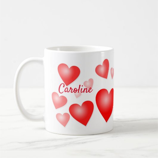 Benutzerdefinierter Text mit personalisierten rote Kaffeetasse (Links)