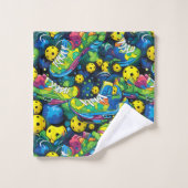 Benutzerdefinierter Text mit Psychedelic Picklebal Badhandtuch Set (Waschlappen)